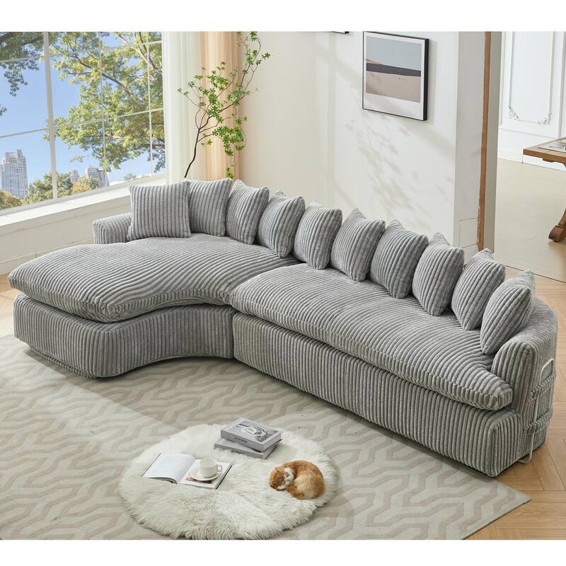 55" Velvet 2-Seater Sleeper Sofa with USB Ports & Storage Pockets