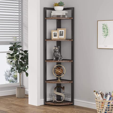 Tribesigns Industrial 5 Tier Corner Shelf/Bookshelf /Bookcase/Plant Stand