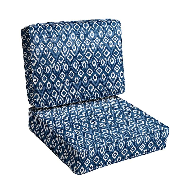 Graphic Indigo and Navy Indoor/Outdoor Deep Seating Cushion Set