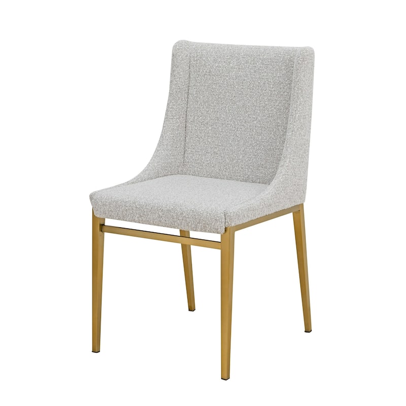 Cid Kinn 19 Inch Dining Chair Set of 2, Light Gray Polyester, Brass Steel