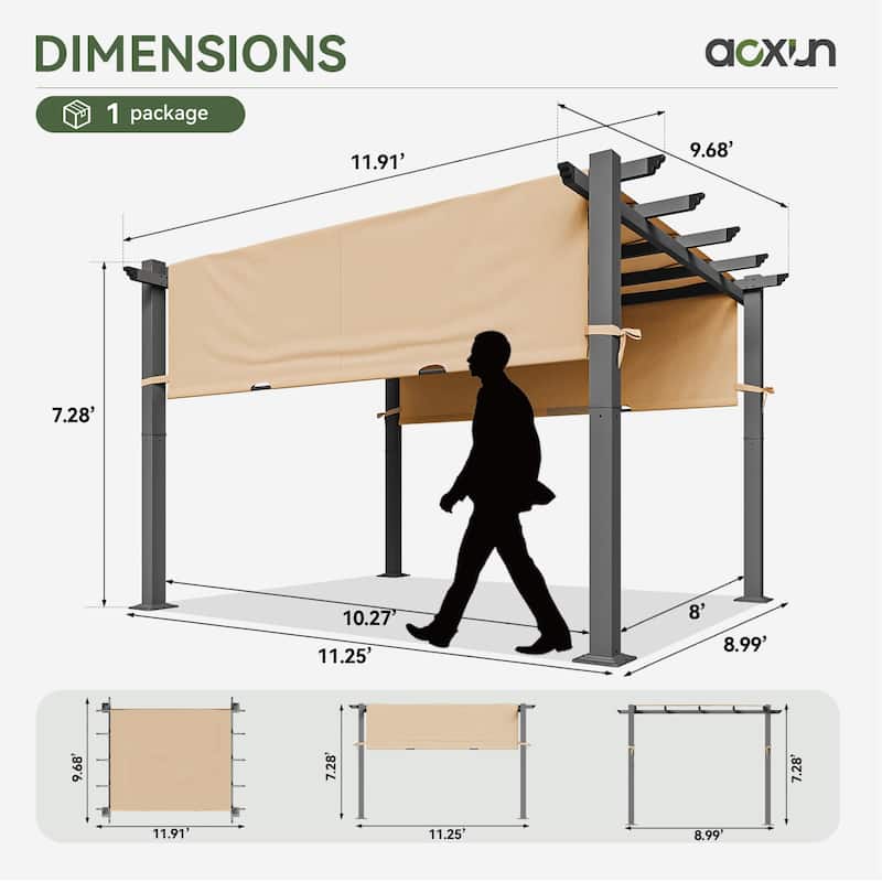 10'x12' Outdoor Retractable Pergola