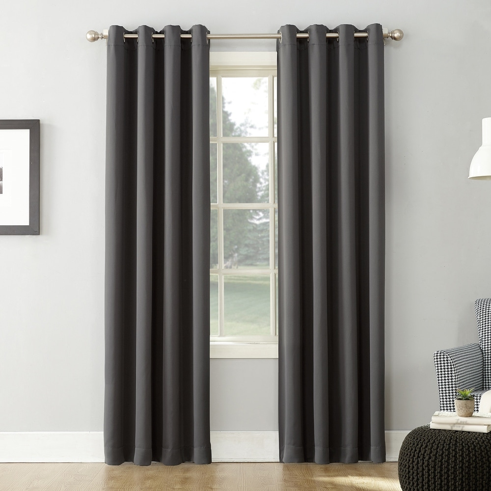 Thermaplus Shadow Total Blackout Grommet Curtain Panel - 52 W x 84 L in  Black