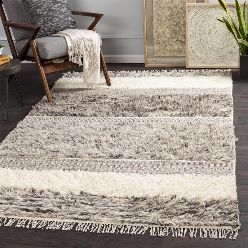 Livabliss Tulum Country Stripe Area Rug - 5' x 7'6" - Gray/Brown