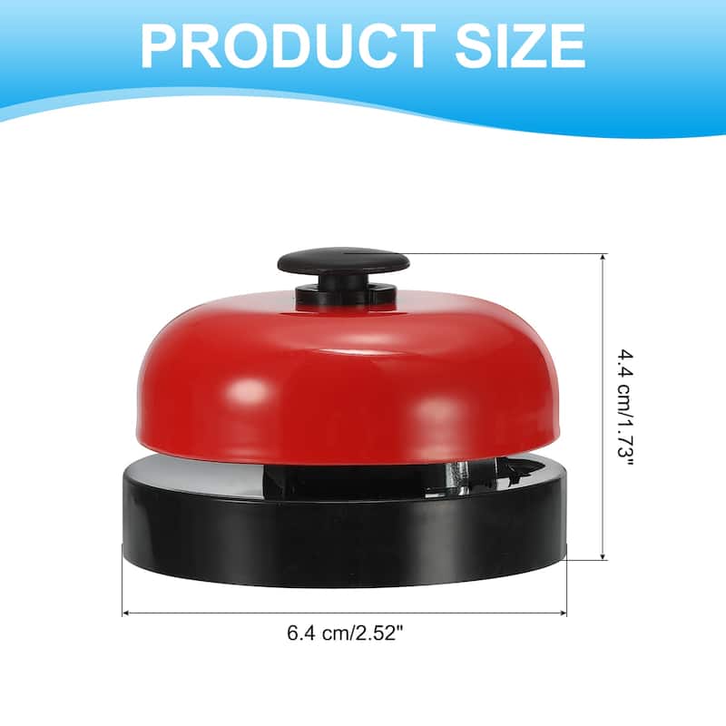 Desk Call Bell 2.5" Diameter with Metal Anti-Rust Construction - 2.52 x 1.73 inch (Dia*H) - Black/Red