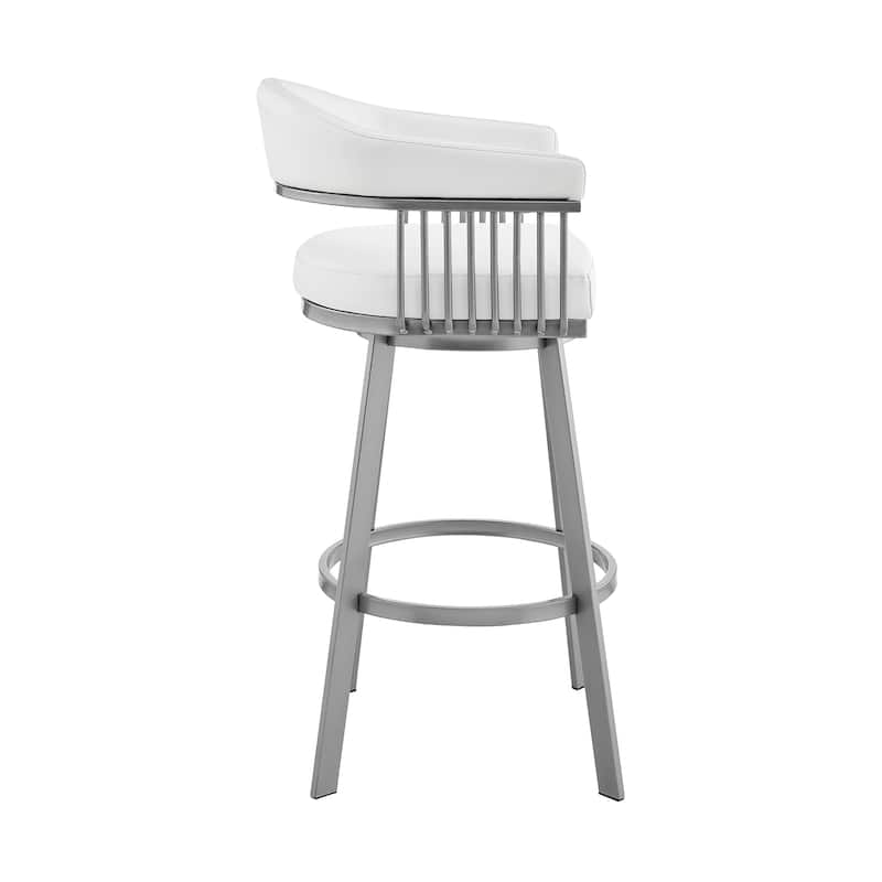 Bronson Faux Leather Upholstered Metal Swivel Bar or Counter Stool