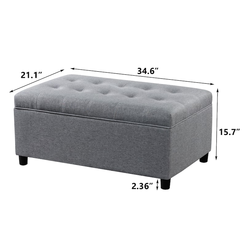 Adeco 35" Tufted Rectangular Storage Ottoman Bench