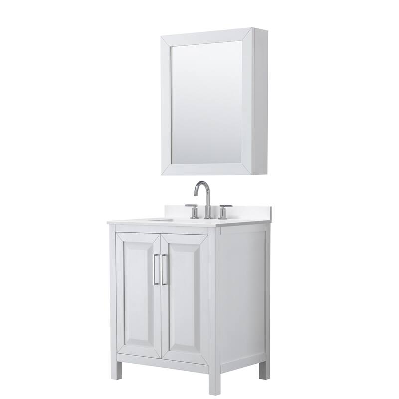 Wyndham Collection WCV252530S-QTZ-US3MED Daria 30" Free Standing - White / White Quartz Top / Polished Chrome
