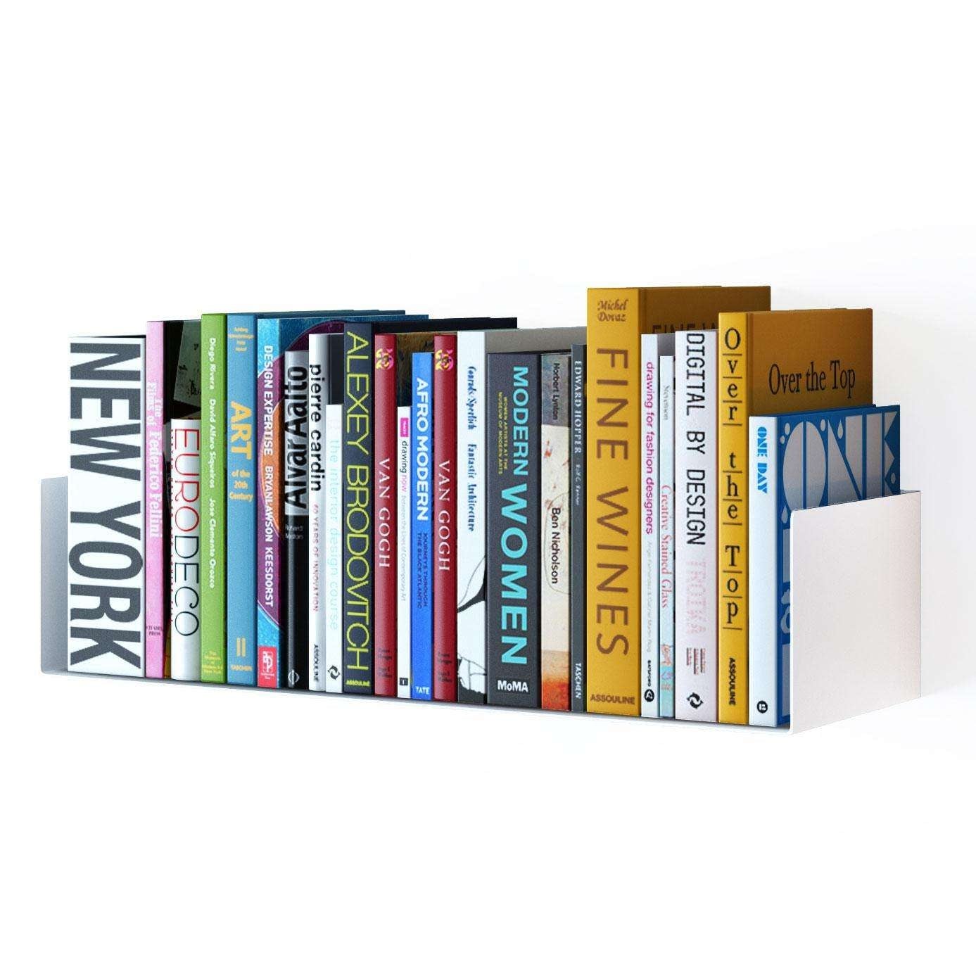 Wallniture Bali U Shape Floating Shelf, 17'' Metal Bookshelf, Wall Mount Shelving, White/Black options