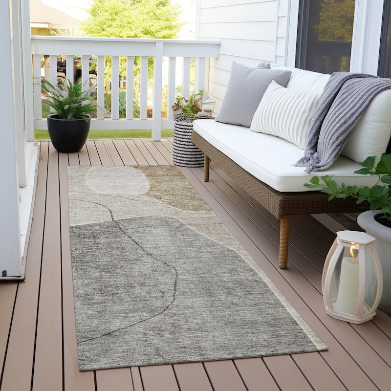 Machine Washable Indoor/ Outdoor Chantille Abstract Contemporary Rug