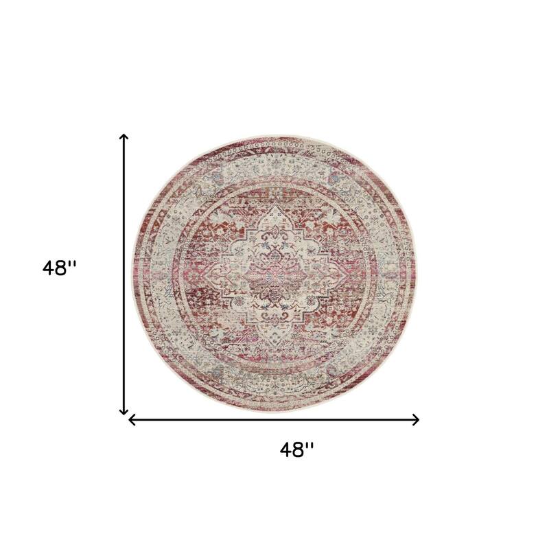 HomeRootsFloral Transitional Round Area Rug - 48' X '48' X '0.5
