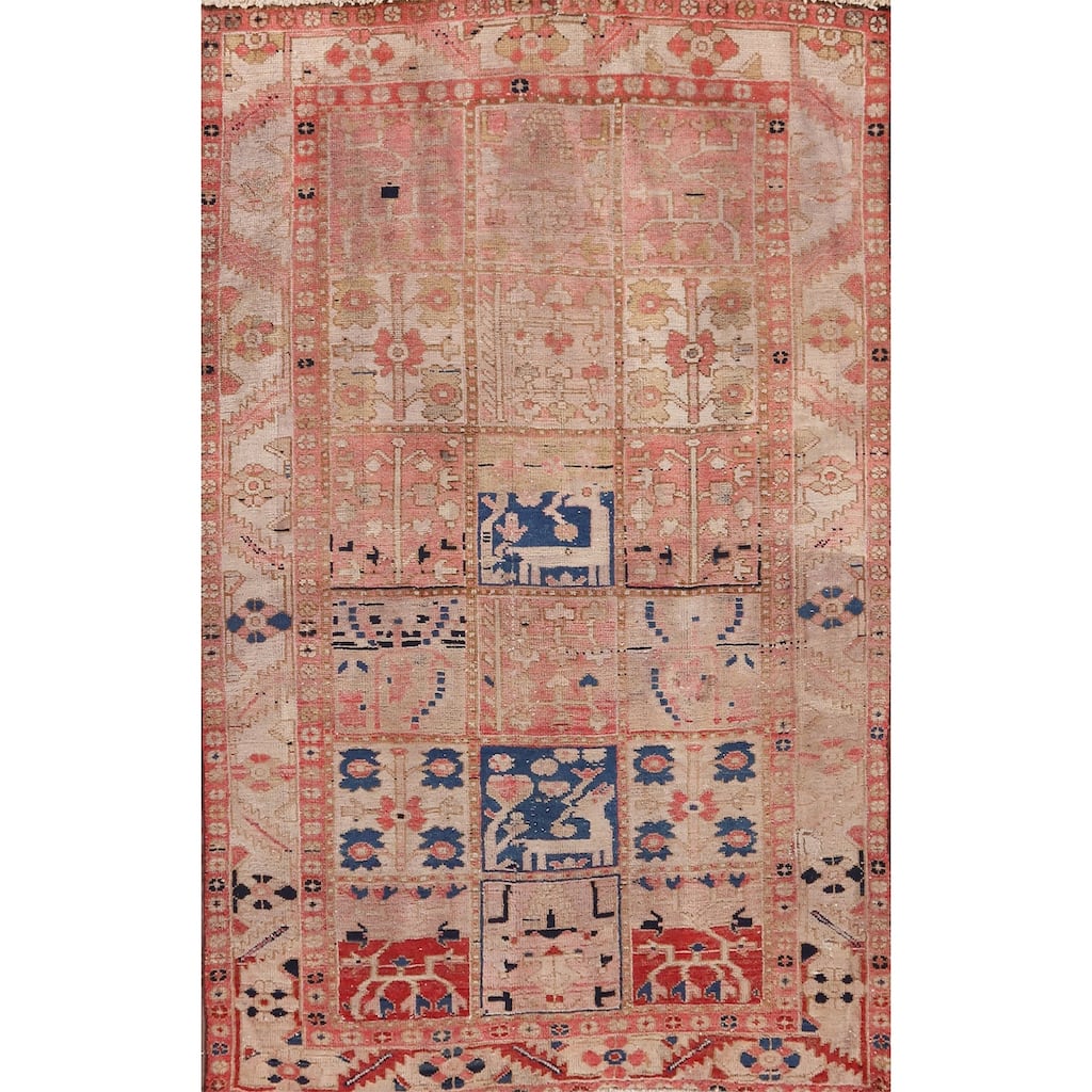 Hand Knotted Oriental 100% Wool Carpet Traditional Geometric Pink Bakhtiari Area Rug - 7' 5'' X 4' 7''