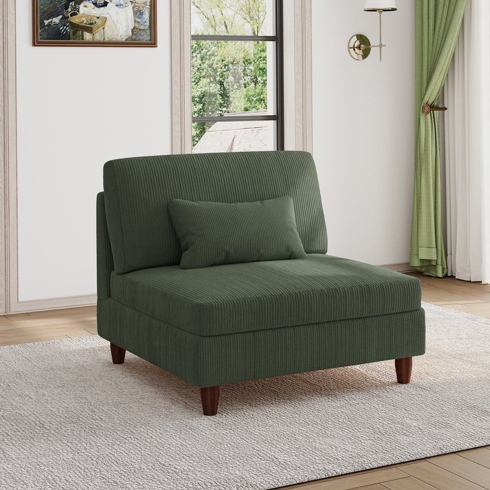 Corduroy Armless Chair Accent Chair Sofa