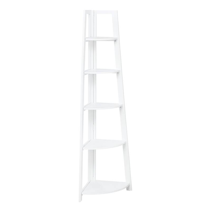 Bayfront 5-Self Corner Folding Bookcase - Willow White