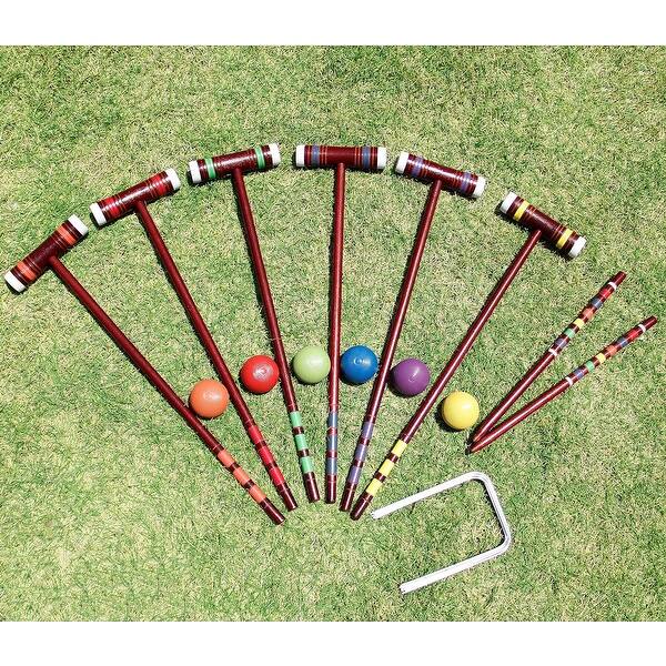 Six Player Deluxe Croquet Set with Wooden Mallets