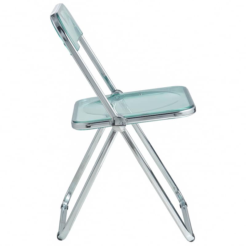 LeisureMod Lawrence Acrylic Folding Dining Chairs and Dining Table Set