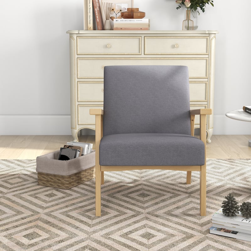 25.5 Wide Soft cushion solid wood armchair - Light Grey