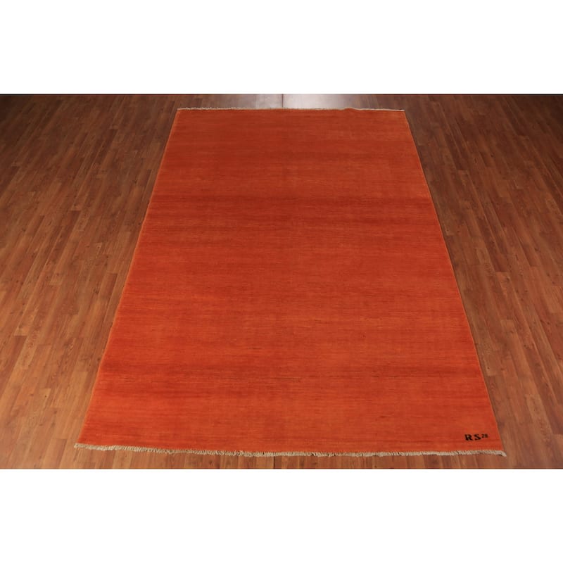 Orange Gabbeh Oriental Area Rug Handmade Wool Carpet - 6'8" x 9'5"