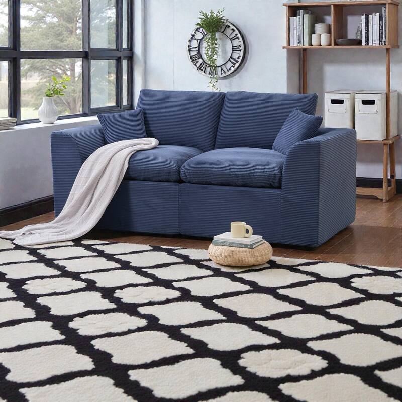 Modular Cloud Sectional Sofa, Comfy 2-Seater Corduroy Couch with Removable Covers