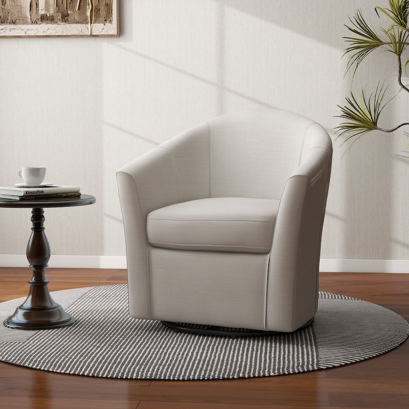 Linen Armchair Swivel Barrel Accent Chairs for Living Room