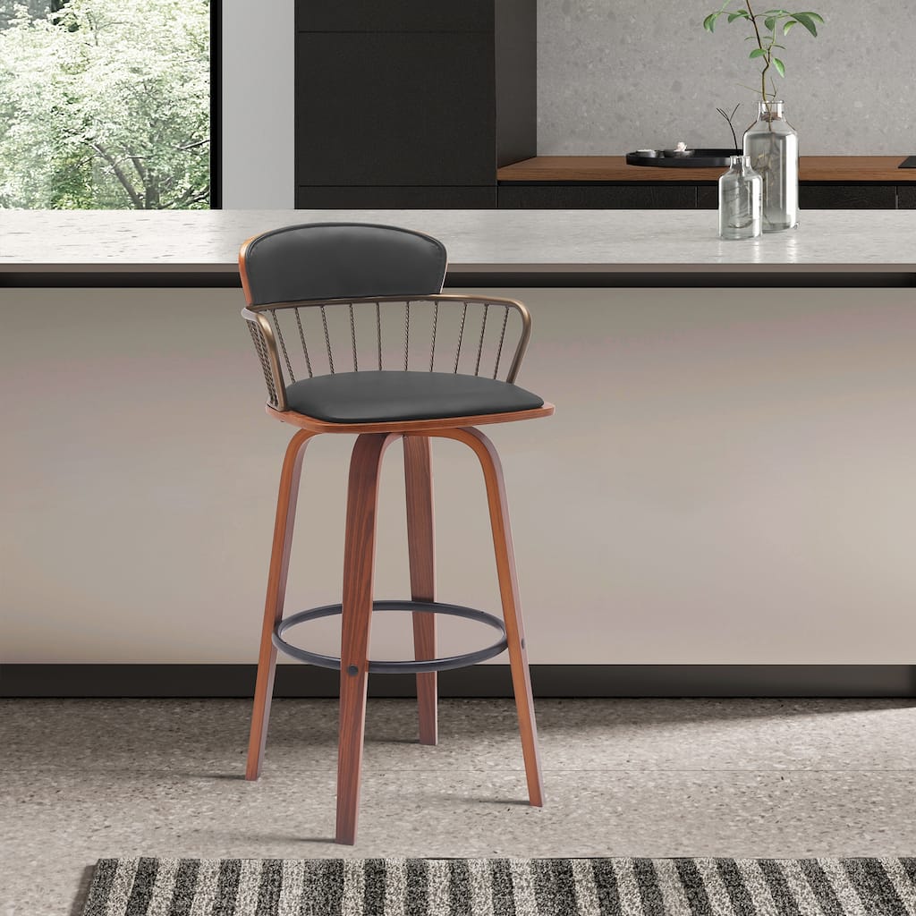 Willow Upholstered Wood Swivel Counter or Bar Stool