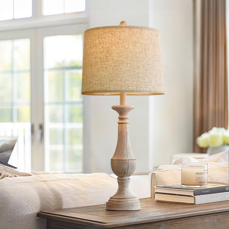 27.5" Farmhouse Table Lamp, Mid Century Tall Table Lamp - 1 Set