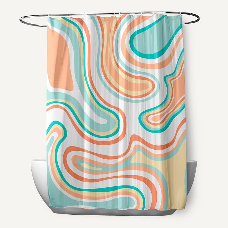 Agate Geometric Print Shower Curtain - Coral