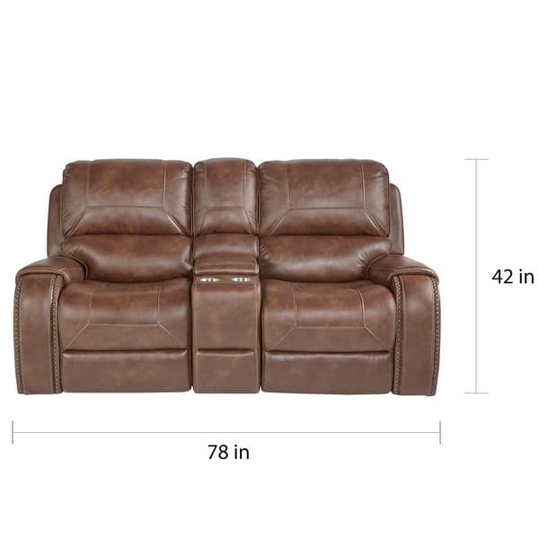 Roundhill Furniture Achern LeatherAir Nailhead Trim Manual Reclining