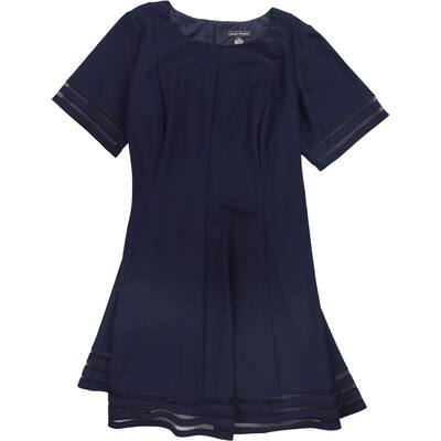Jessica Howard Womens Illusion Fit & Flare A-line Dress,, Blue, 22W