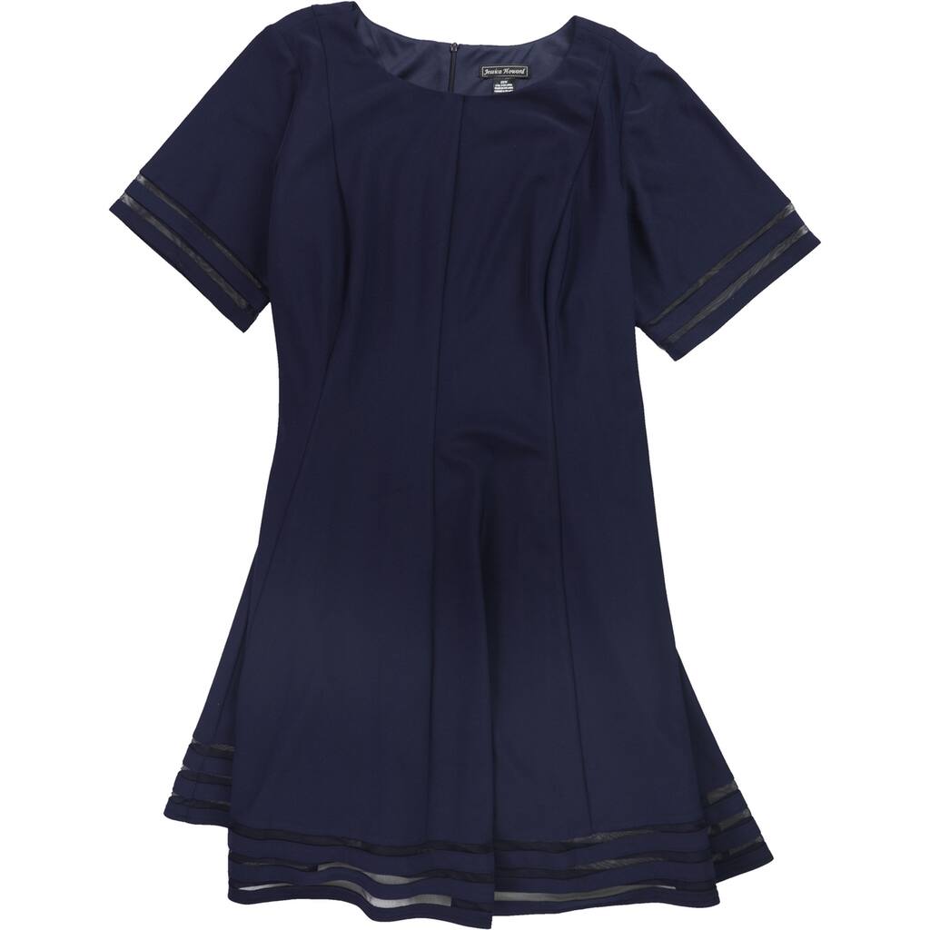 Jessica Howard Womens Illusion Fit & Flare A-line Dress,, Blue, 22W