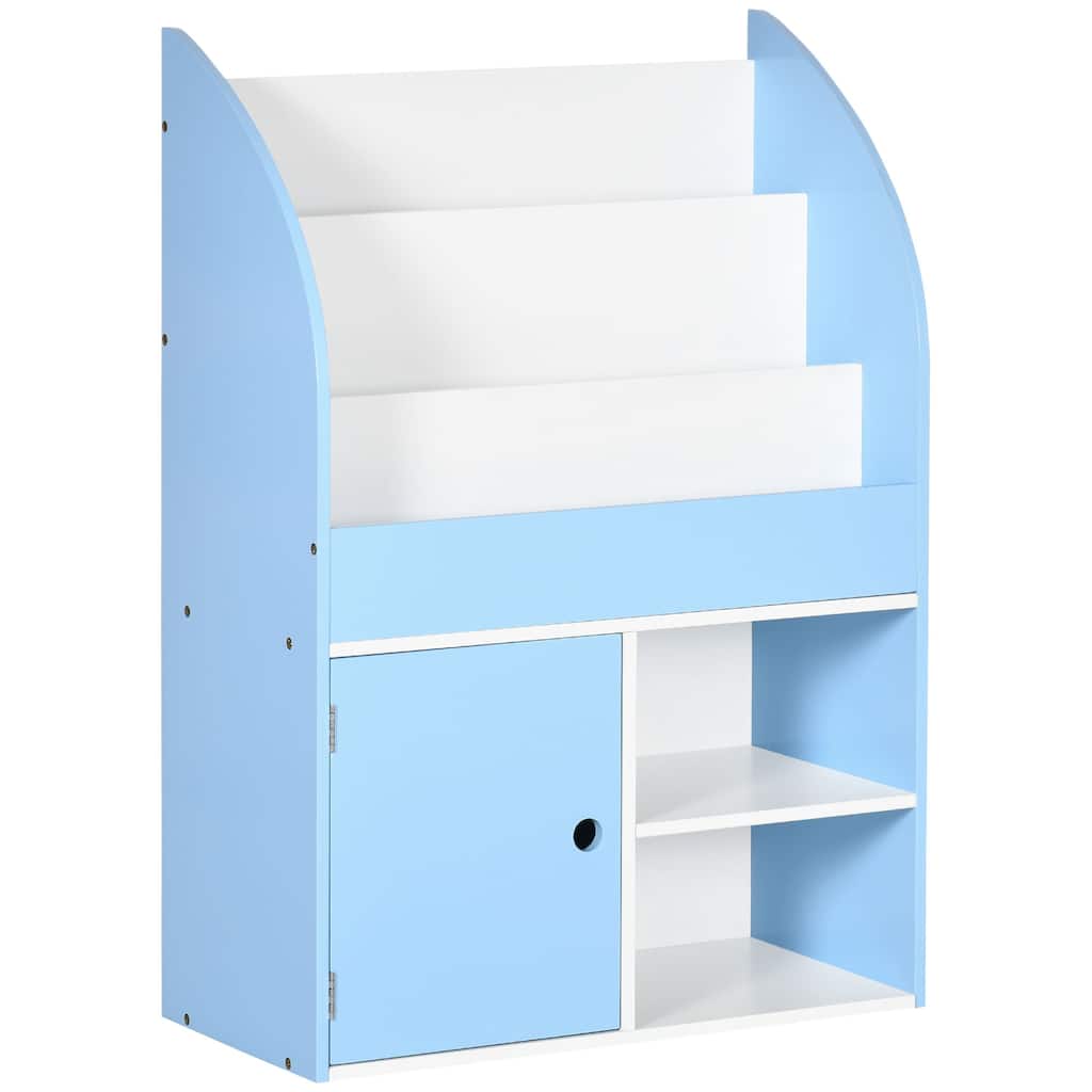 Qaba Bookshelf, Multi-Purpose Kids Toy Storage Organizer for Preschool & Early Reading, Kids Bookcase with Cabinet