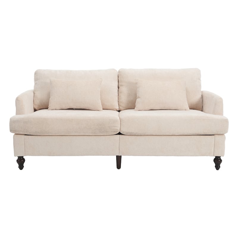HOMEFUN Chenille Upholstered Wood Frame Loveseat with Armchair for Living Room