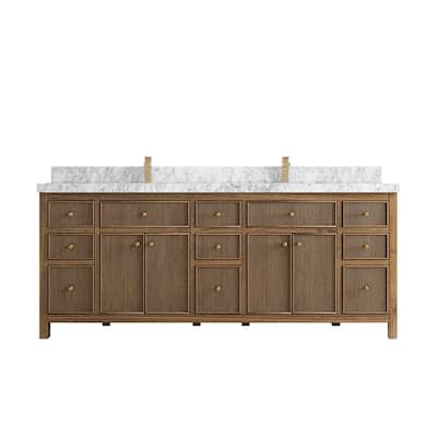 Willow Collections 84 in. W x 22 in. D Sonoma Teak Double Sink Bathroom Vanity with Countertop