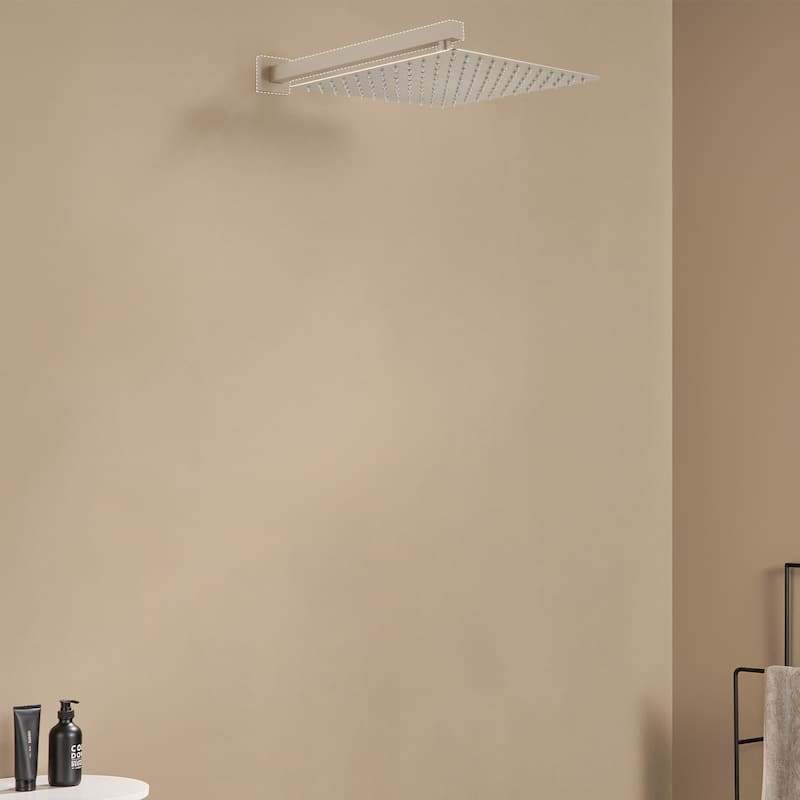 1-Spray Pattern with 2.5 GPM Square Ceiling Mount Rain Fixed Shower Head