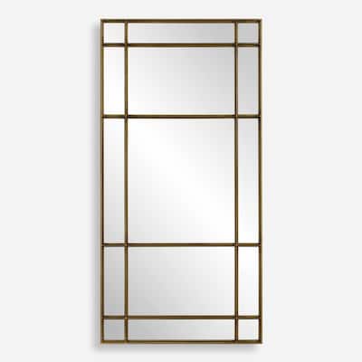 Industrial Window Framed Rectangular Wall Mirror - 79.75" - Antique Gold