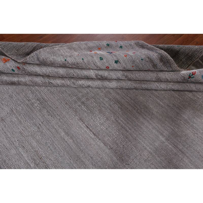 Hand Knotted Oriental 100% Wool Carpet Tribal Tribal Greys & Charcoal Gabbeh Area Rug - 11' 4'' X 8' 10''