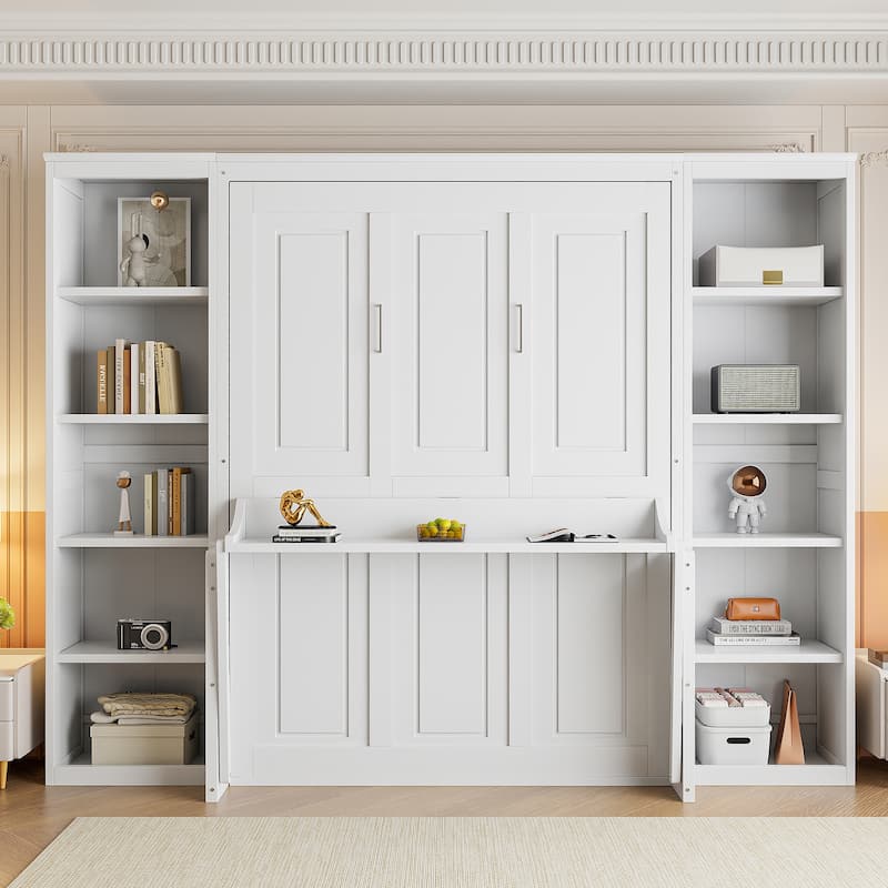 Full Murphy Bed with Desk and Bookshelf