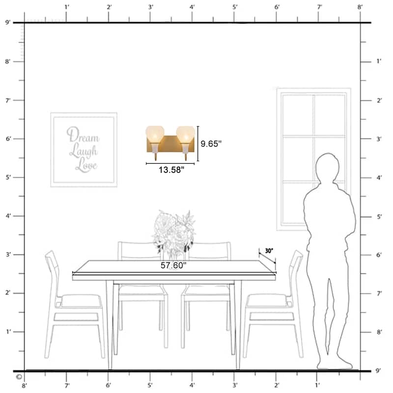 Modern Gold Vanity Light with Clouded Glass Bulb-Vase Shades Bathroom