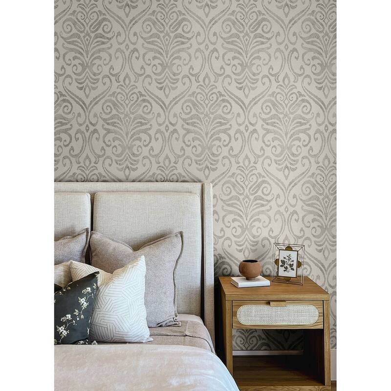 Chesapeake Adavu Grey Damask Wallpaper