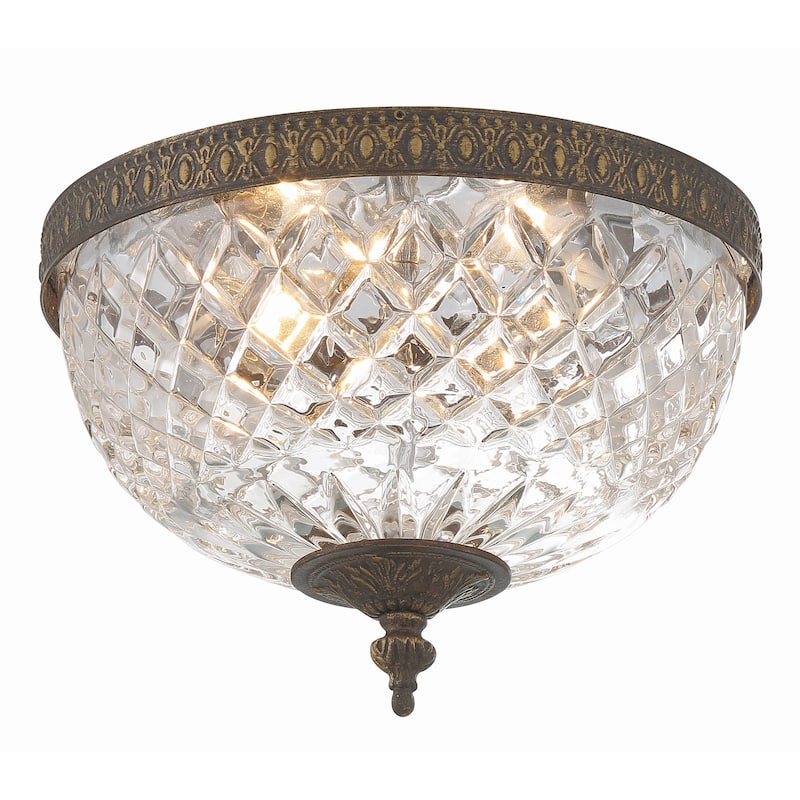 Crystorama 2 Light Crystal Flush Mount - 10"W x 8"H x 10"D