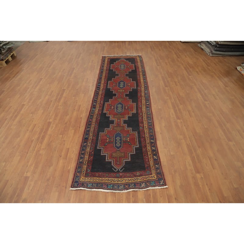 Hand Knotted Oriental 100% Wool Carpet Traditional Tribal Oranges & Rust Ardebil Runner Rug - 12' 8'' X 3' 8''