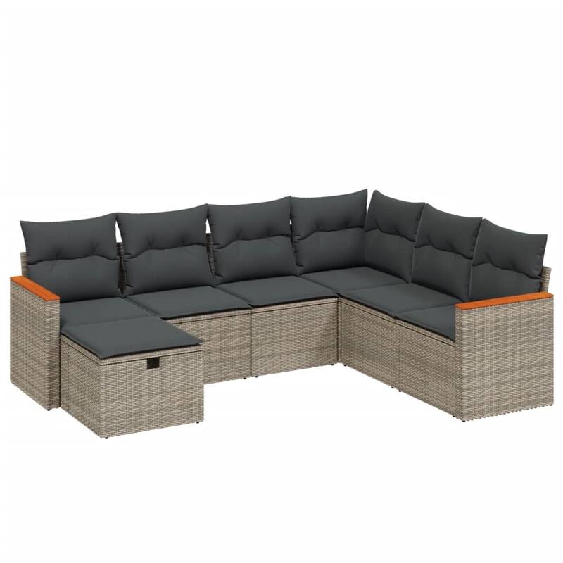 vidaXL Patio Sofa Set with Cushions Outdoor Conversation Furniture Poly Rattan