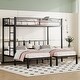 preview thumbnail 3 of 11, Black Twin XL over Twin Metal Triple Bunk Bed with Fence and Ladder