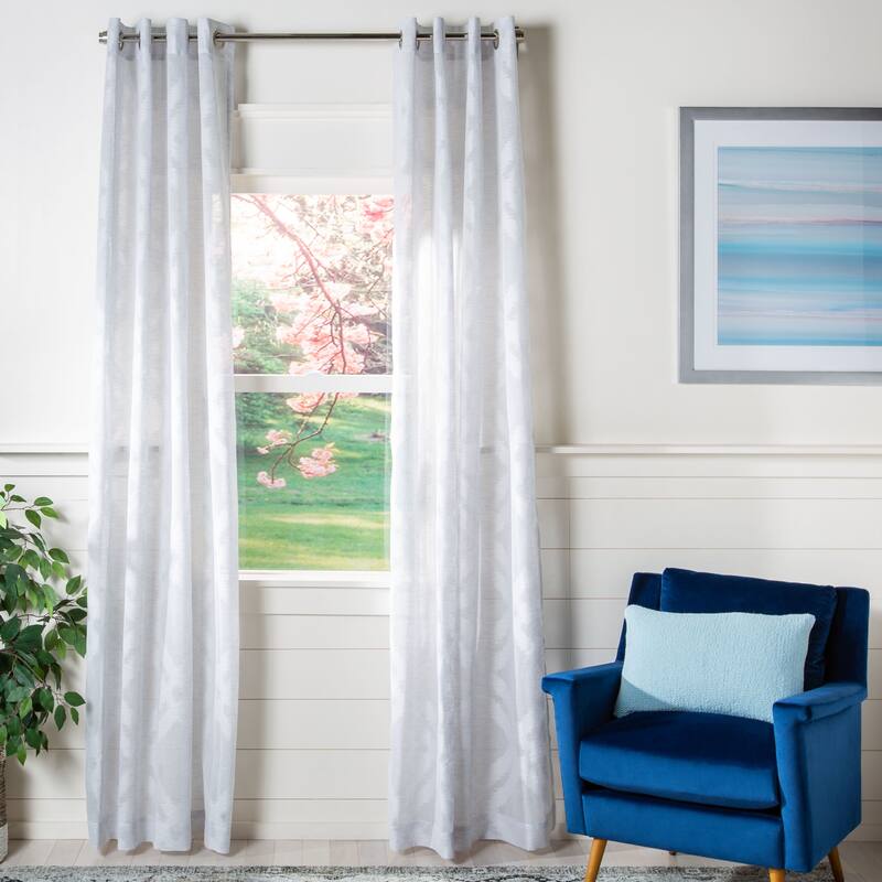 SAFAVIEH Marylaure Semi-Sheer Window Curtain Panel - 52Wx96L - Grey