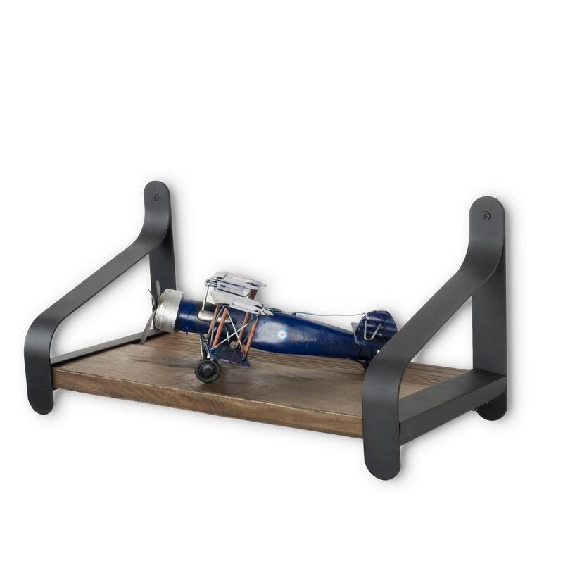 Rustic State Reclaimed Wood Shelf With Iron Bracket 16 Inch