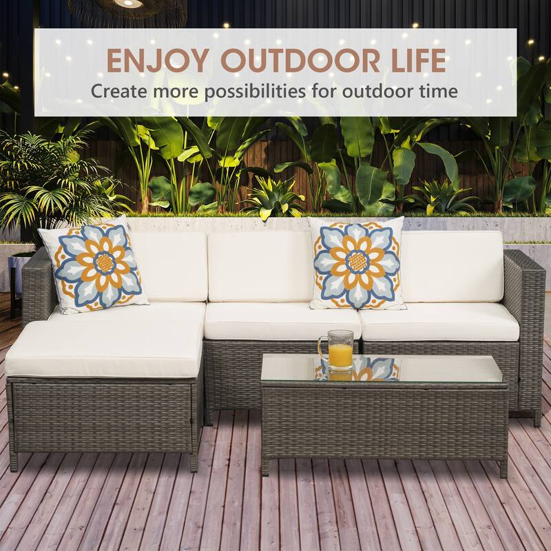 Royalcraft 5 Pieces Wicker Outdoor Sectional Sofa Sets