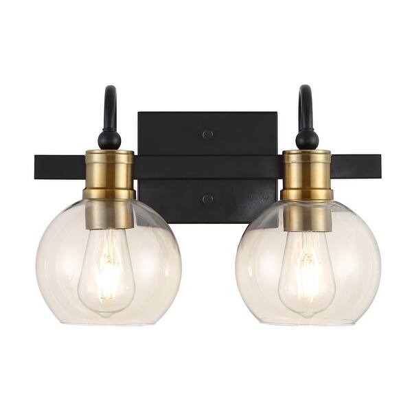Marais Iron Glass Rustic Vintage Led Vanity Light Black Brass Gold By Jonathan Y Overstock 31456184 Black 1 Light