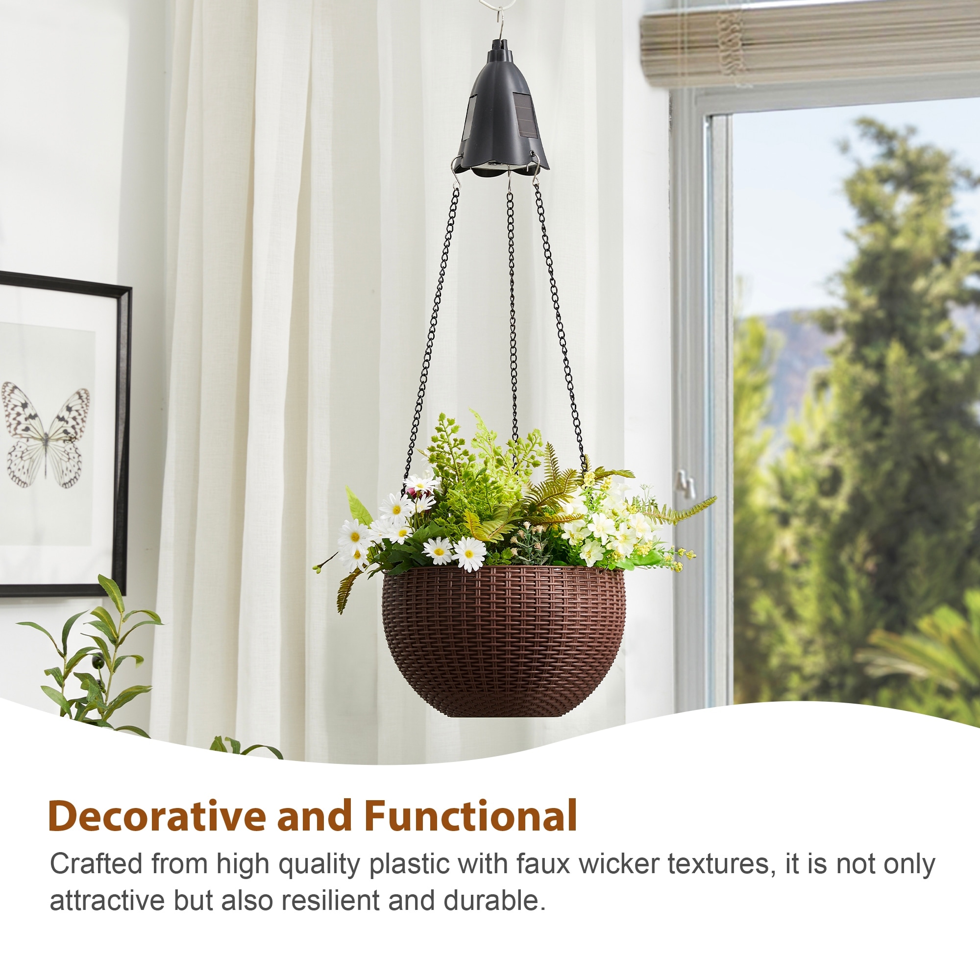 Baimuru 30-inch Height Solar Lighted Hanging Plastic Planter by Havenside  Home - Overstock - 30546291