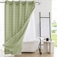 preview thumbnail 24 of 39, No Hooks Linen Textured Geometric Tassels Shower Curtain with Snap-in Liner