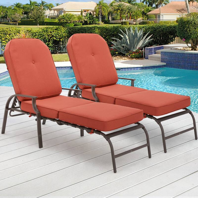 AECOJOY adjustable Outdoor Chaise Patio Lounge Chair (Set of 2)