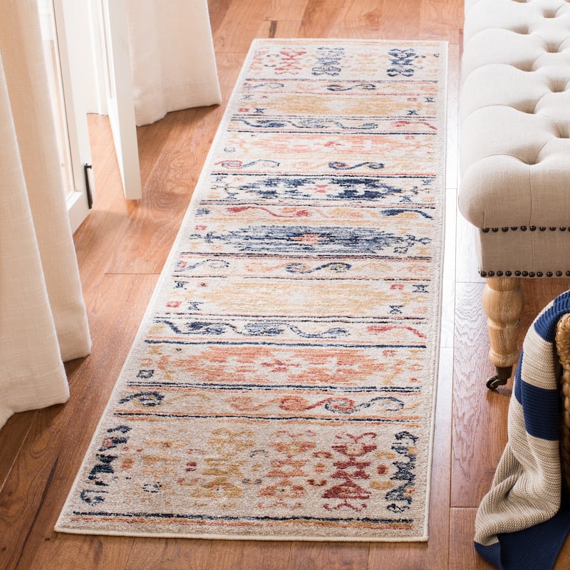 SAFAVIEH Charleston Vintage Leidy Bohemian Rug - 2' x 8' Runner - Ivory/Rust